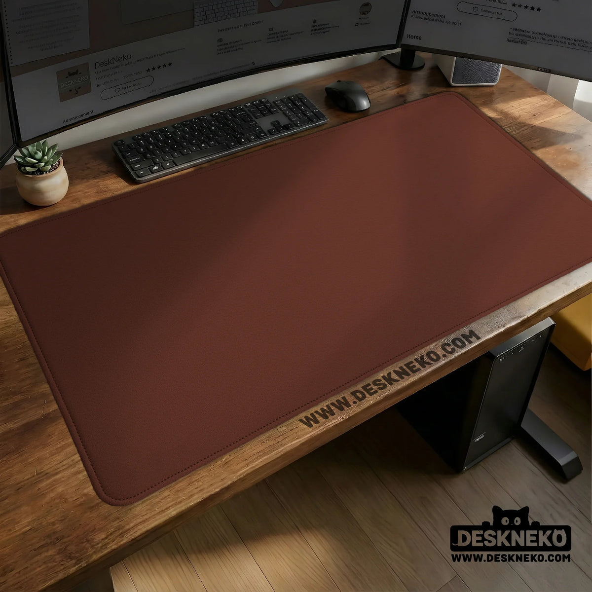 Mahogany desk mat mousepad, minimalist brown extended desk pad