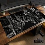Black white tokyo desk mat