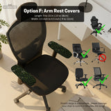 Botanical office chair cover with dark green floral pattern