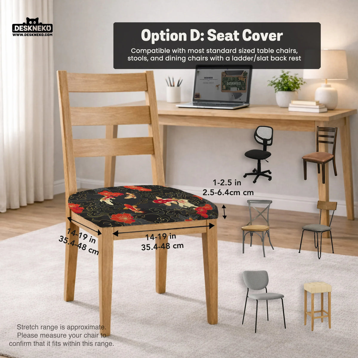 Japanese koi office chair cover
