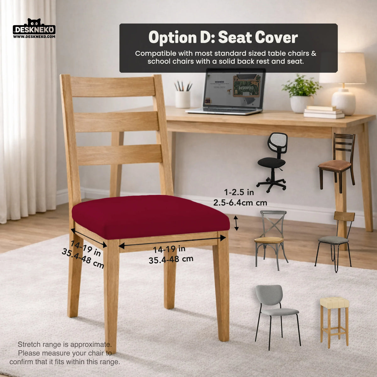Burgundy office chair cover for desk chairs and home offices