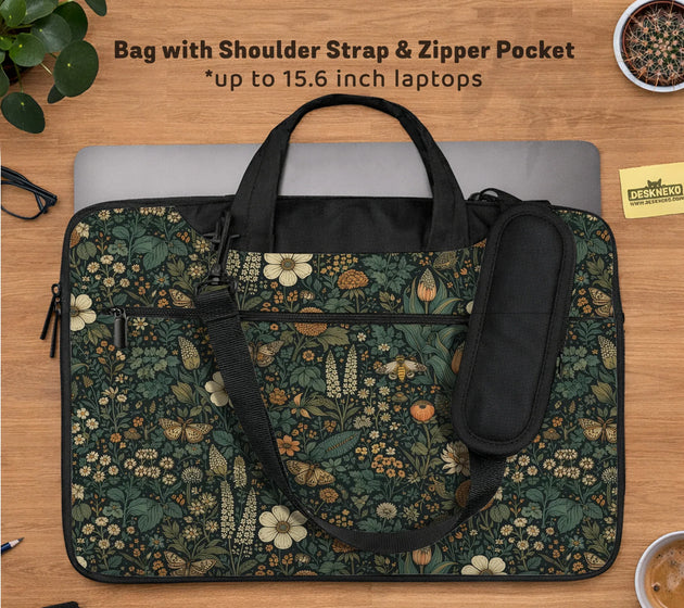 Dark floral cottagecore laptop sleeve & bag