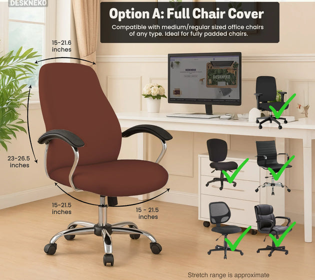 Mahogany brown desk chair cover