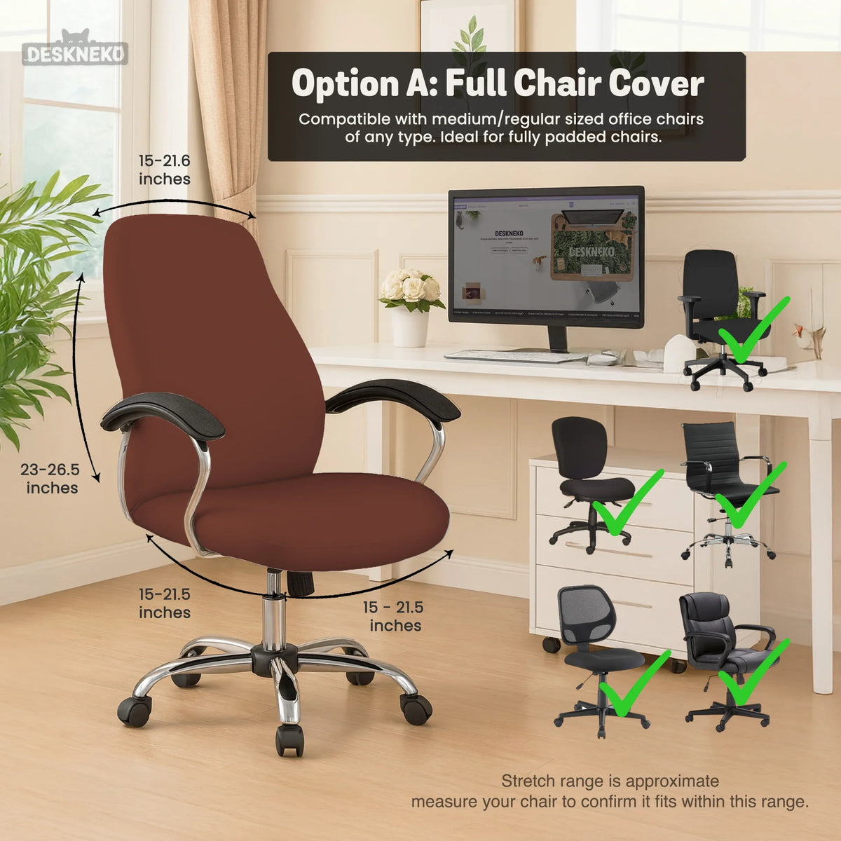 Mahogany brown desk chair cover