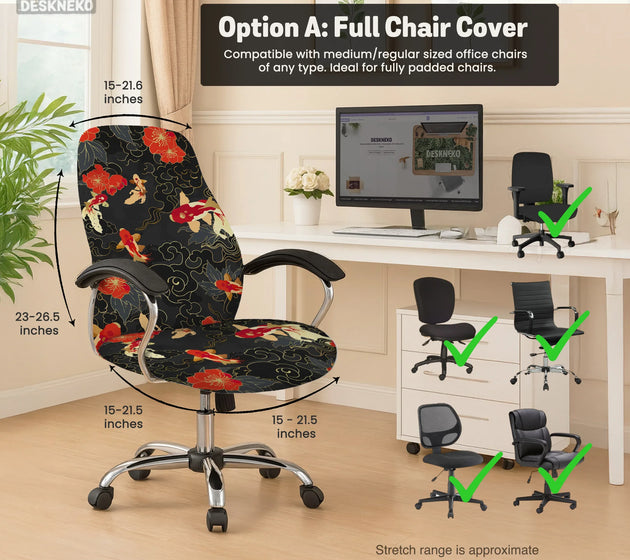 Japanese koi office chair cover