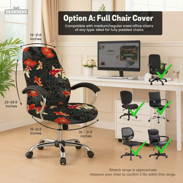 Japanese Koi Office Chair Cover - Deskneko