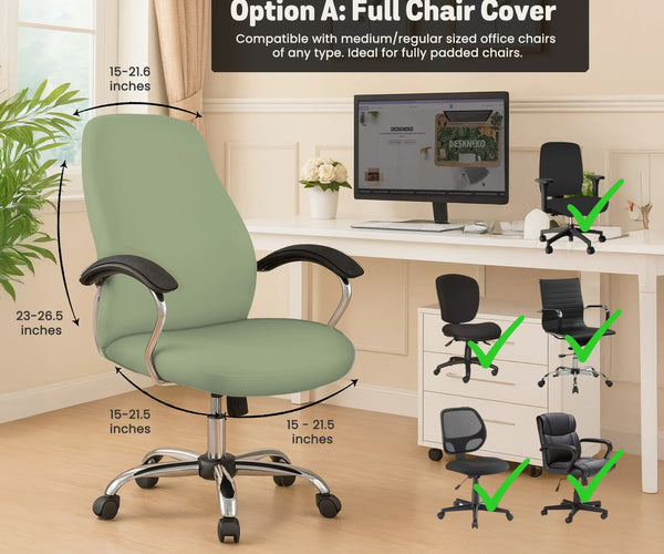 Sage Green Office Chair Cover - Deskneko