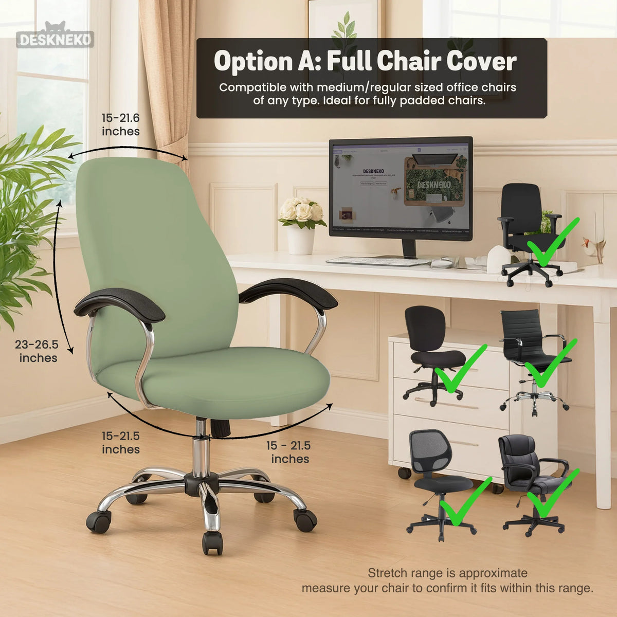 Sage green office chair cover