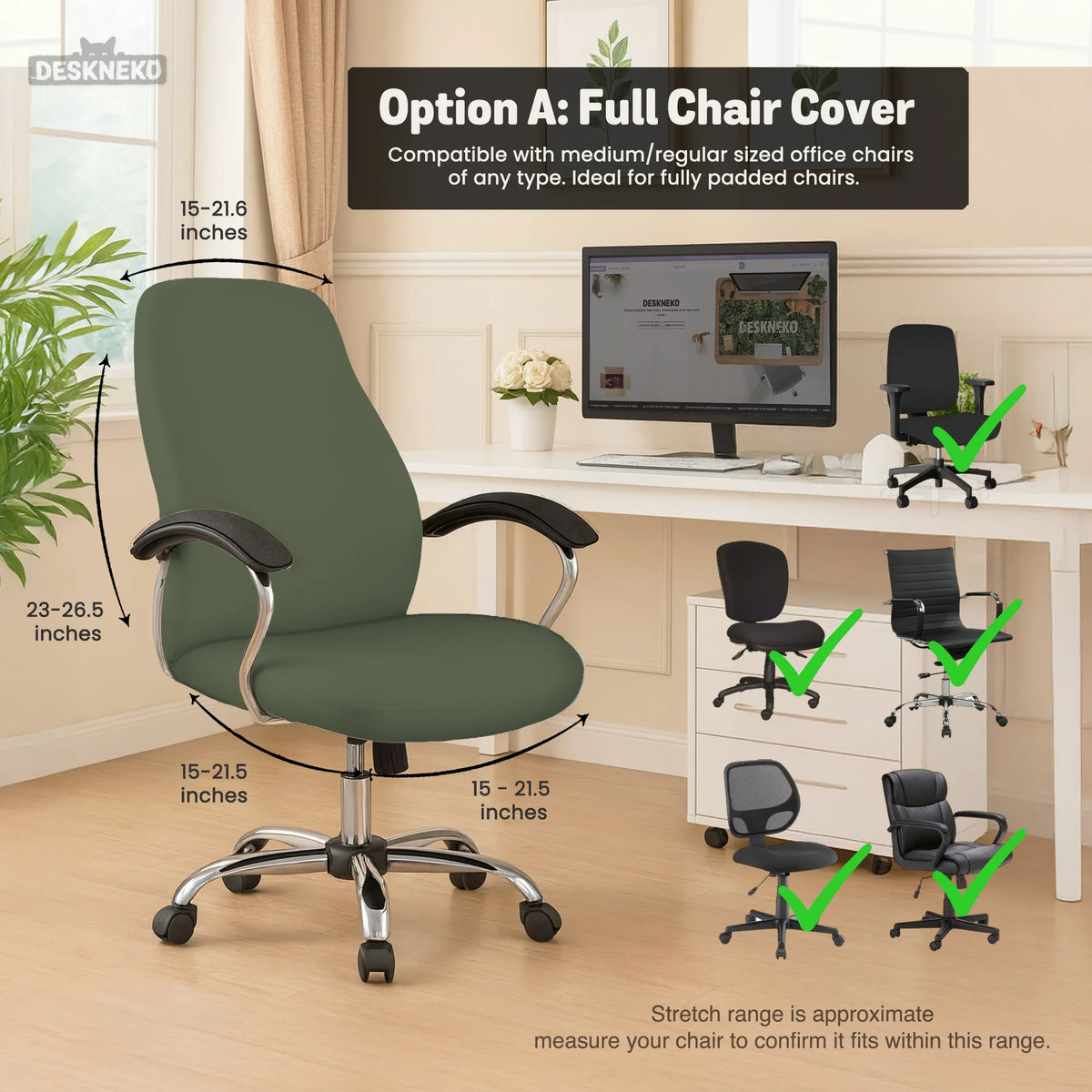 Warm forest green office chair cover