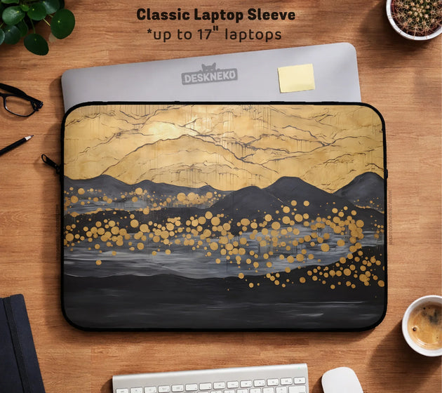 Gold japandi laptop bag with shoulder strap