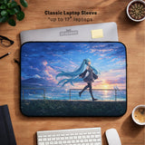 Blue anime laptop sleeve with handle