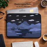Whimisical blue cat mountains laptop sleeve & bag