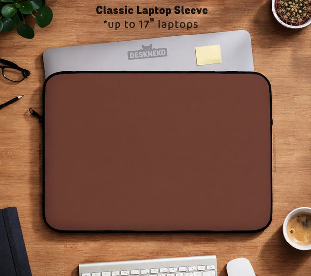 Mahogany laptop sleeve & bag, minimalist brown work case