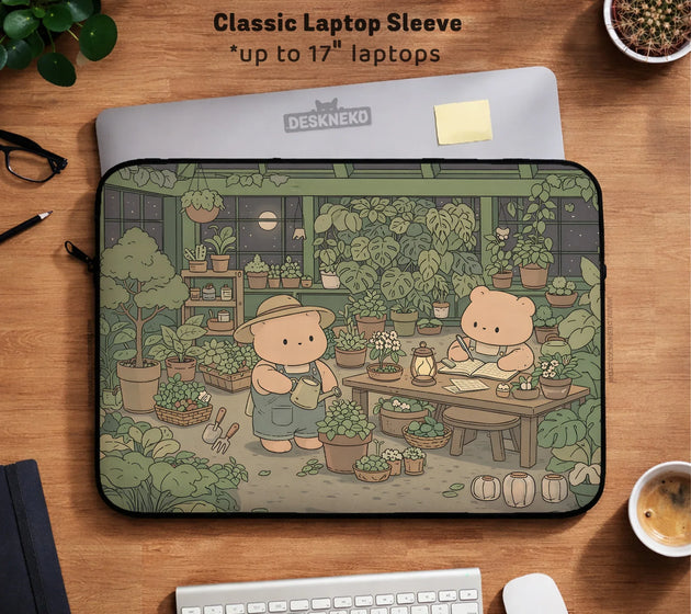 Kawaii bear laptop sleeve & bag cute cottagecore greenhouse case