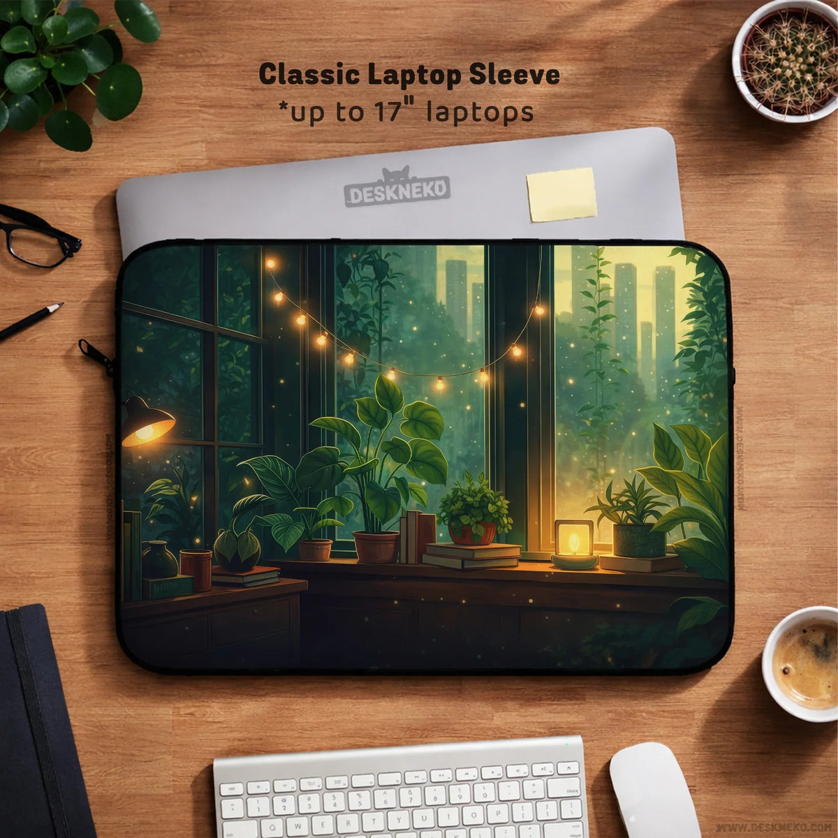 Cozy Green Window Laptop Sleeve & Bag - Deskneko