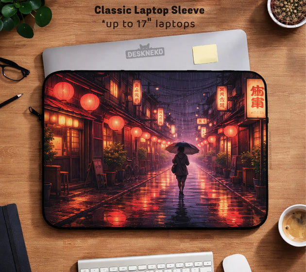 Lofi anime laptop sleeve & bag japanese rainy street aesthetic
