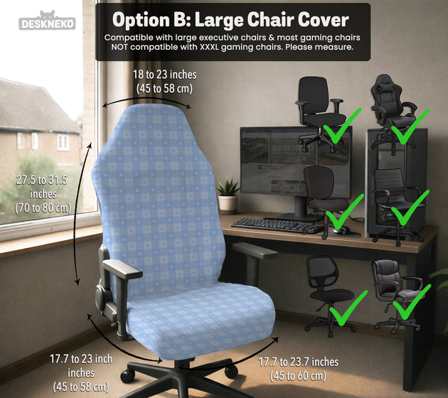 Blue gingham desk chair cover