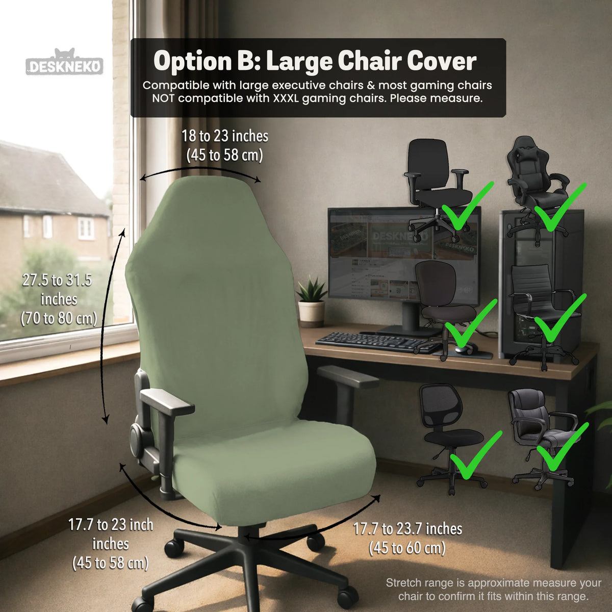 Soft sage green office chair cover