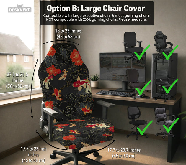 Japanese koi office chair cover