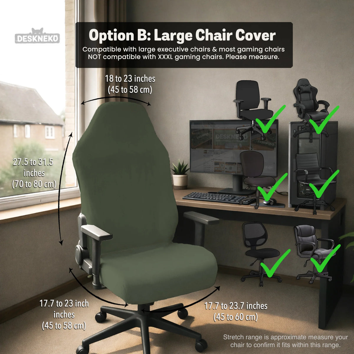Warm forest green office chair cover