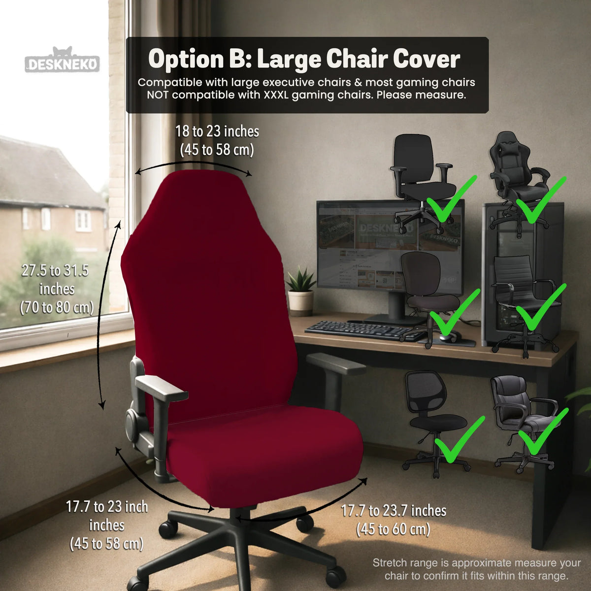 Burgundy office chair cover for desk chairs and home offices