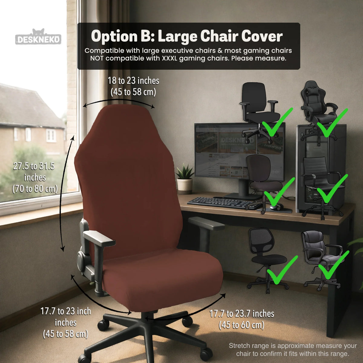 Mahogany brown desk chair cover