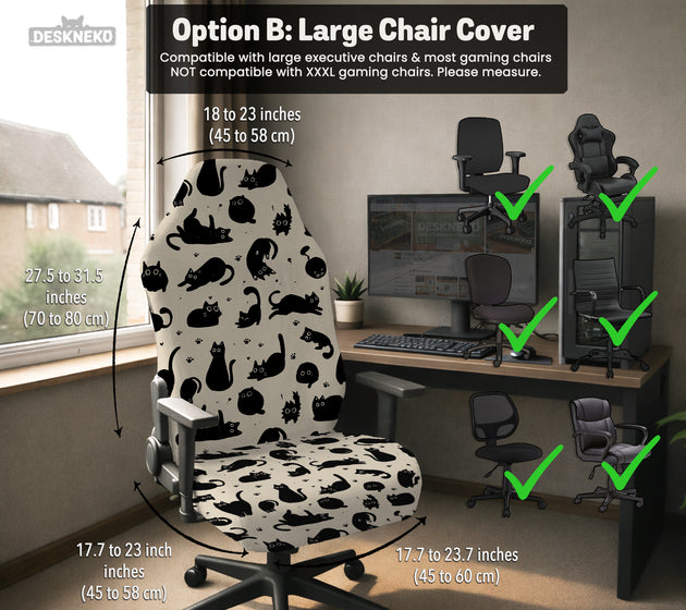 Black cat desk chair cover