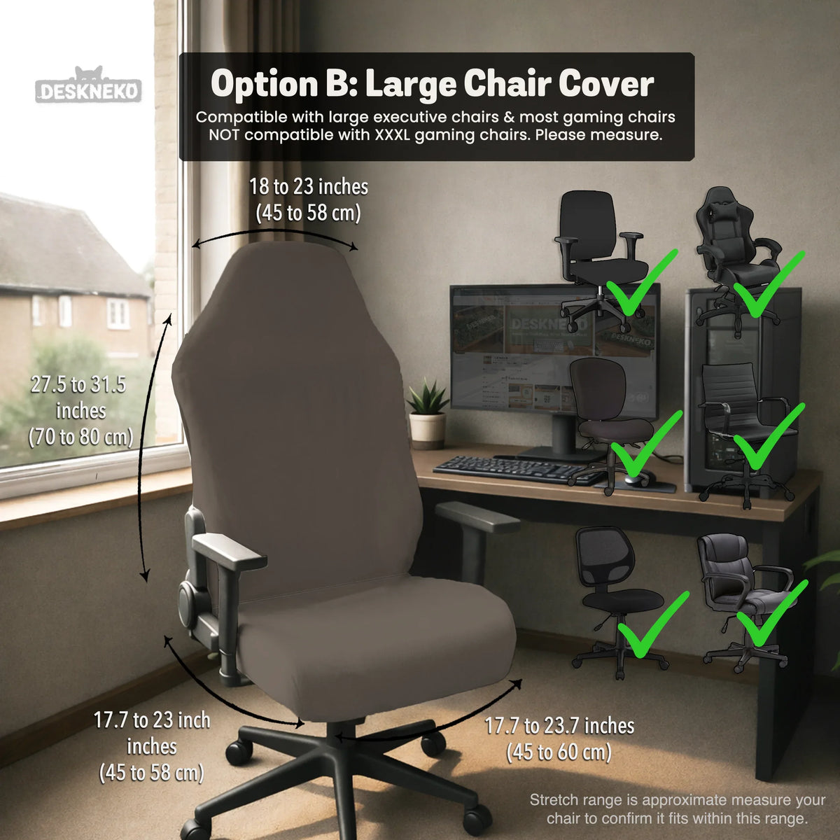 Cocoa Brown Desk Chair Cover - Deskneko