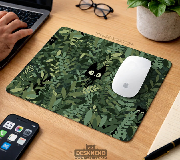 Botanical cat ergonomic mousepad with wrist rest for desk comfort