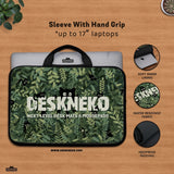 Botanical cat laptop sleeve & bag, forest green aesthetic case