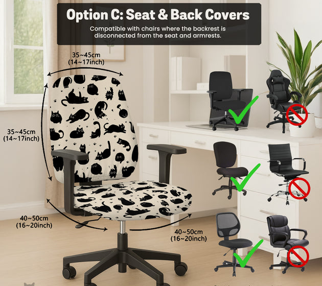 Black cat desk chair cover