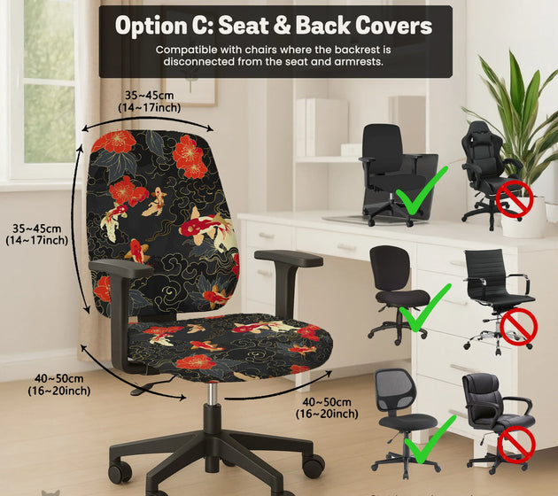 Koi Fish Desk Chair Cover - Deskneko