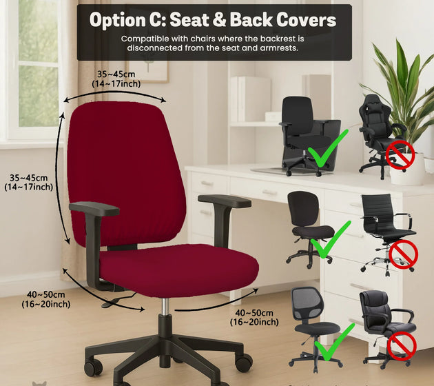 Burgundy office chair cover for desk chairs and home offices