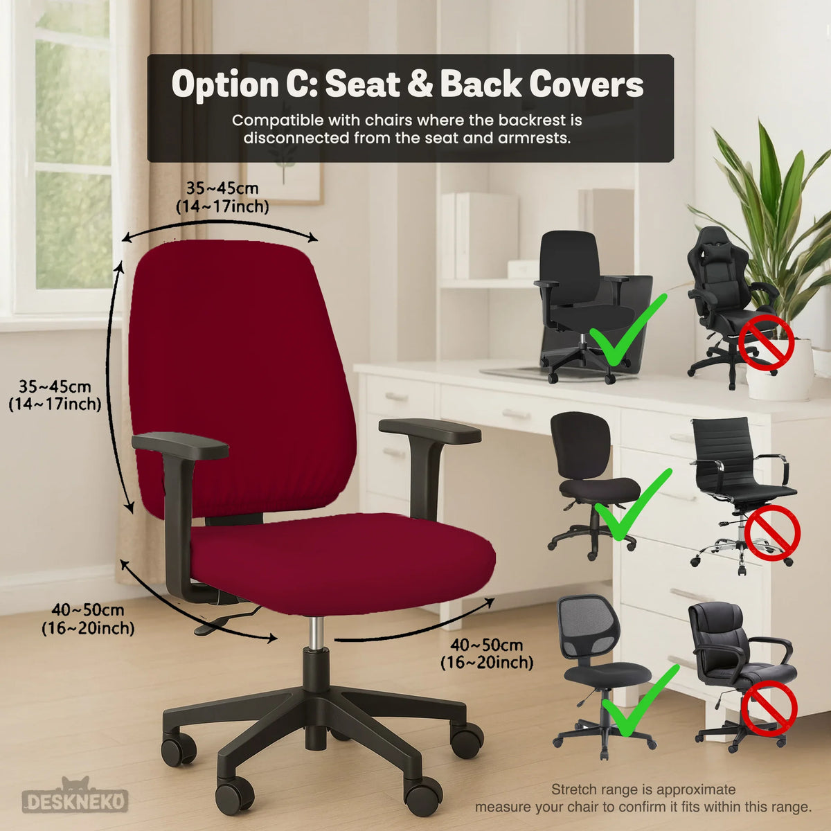 Burgundy office chair cover for desk chairs and home offices