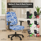 Blue chinoiserie desk chair cover