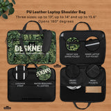 Botanical cat laptop sleeve & bag, forest green aesthetic case