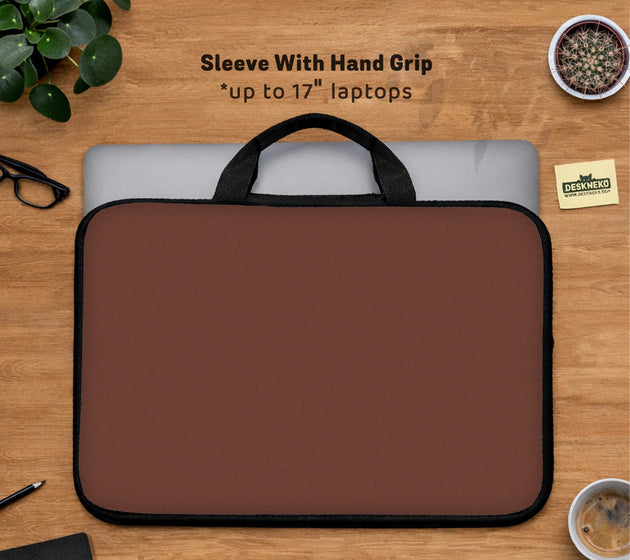 Mahogany laptop sleeve & bag, minimalist brown work case