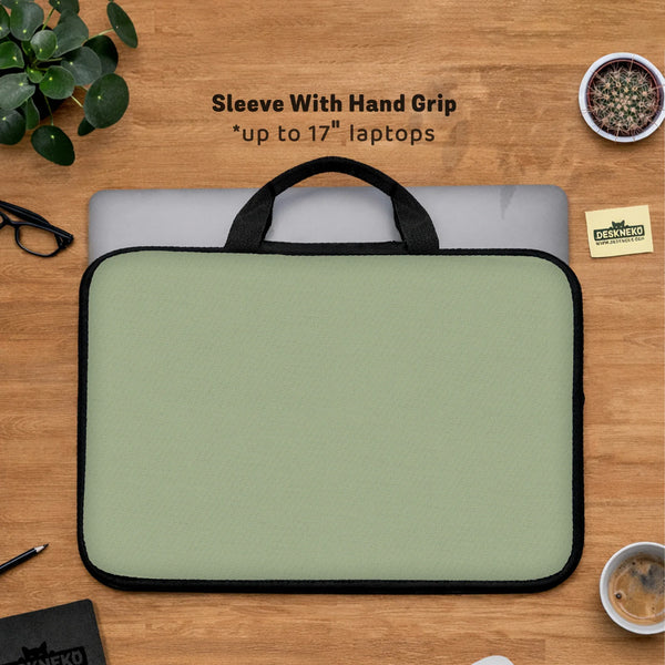 Sage Green Laptop Bag with Shoulder Strap & Handle - Deskneko