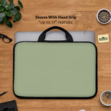 Sage green laptop bag with shoulder strap & handle