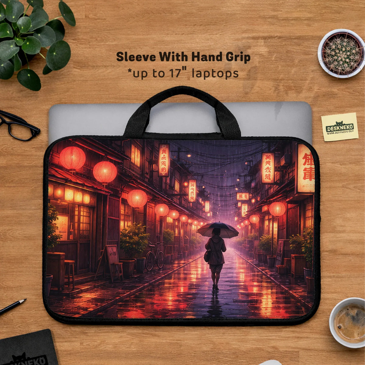 Lofi anime laptop sleeve & bag japanese rainy street aesthetic