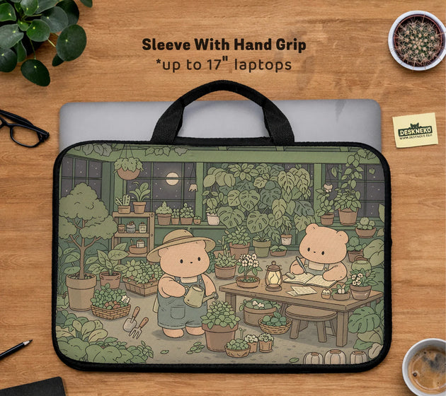 Kawaii bear laptop sleeve & bag cute cottagecore greenhouse case