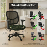 Botanical office chair cover with dark green floral pattern