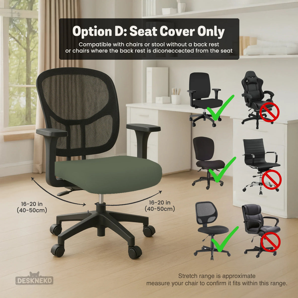 Warm forest green office chair cover