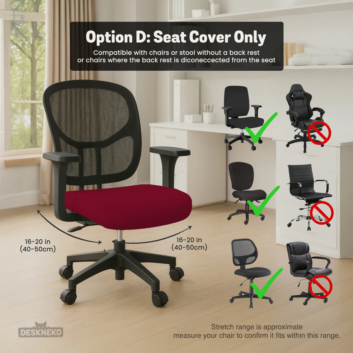 Burgundy office chair cover for desk chairs and home offices