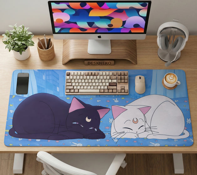 Blue anime aesthetic desk mat mousepad
