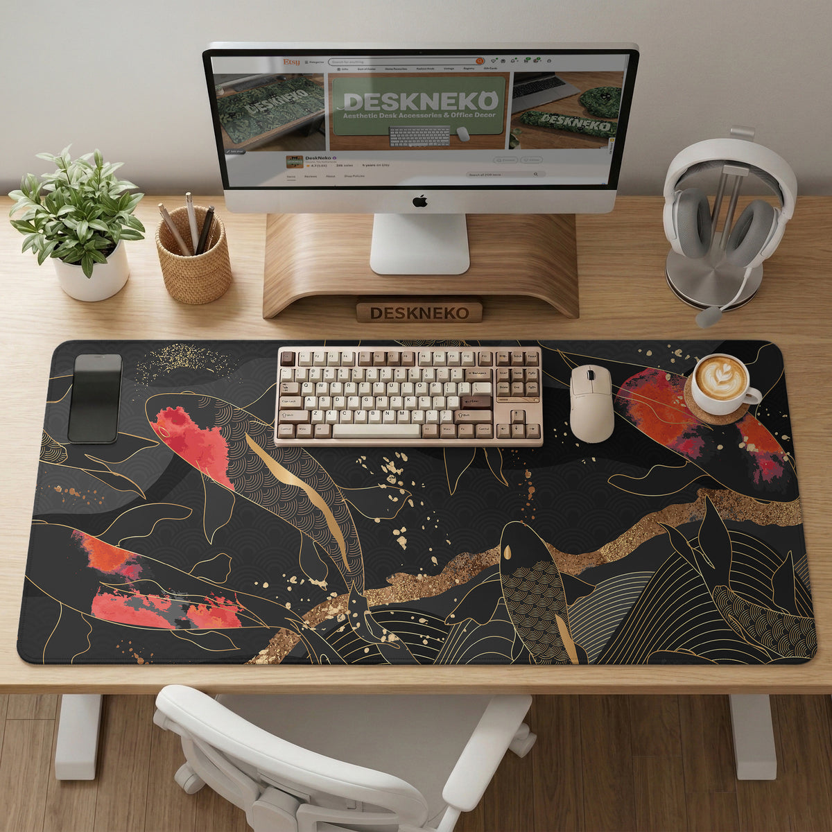 Koi waves desk mat