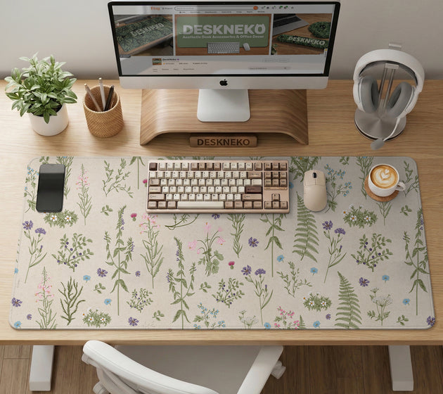 Wildflower pattern desk mat