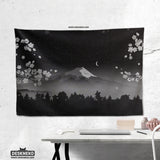 Black mount fuji wall tapestry
