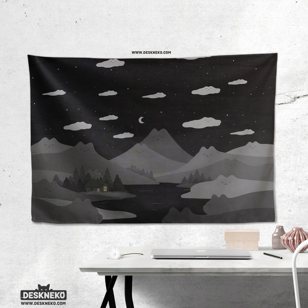 Cute Cat Mountains Wall Tapestry - Wall tapestry - Deskneko - Wall Tapestries
