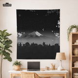 Black mount fuji wall tapestry